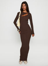 Gyselle Long Sleeve Maxi Dress Brown