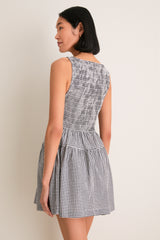 Black and Sand Gingham Cosima Mini Nap Dress