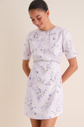Lilac Floral Crystal Embellished Floria Mini Dress