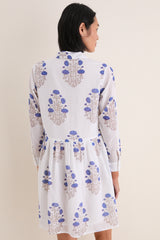 Laguna Blue Long Sleeve Mini Shirt Dress