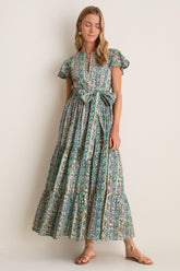 Taj Aqua V-Neck Maxi Dress