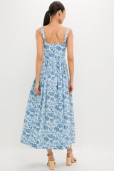 Blue Flora Scoop Neck Maxi Dress