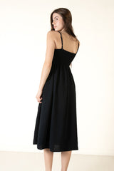 Black Crochet Waist Maxi Dress