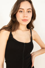 Black Zip Up Cami Dress