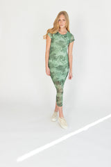 Green Floral Mesh Maxi Dress