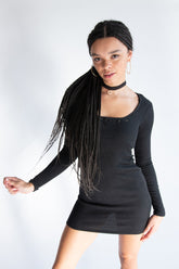 Ribbon Detail Ribbed Sweater Dress