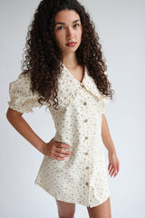 Floral Peter Pan Collar Denim Dress