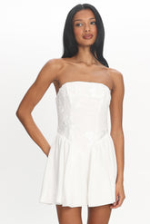 Fiora Basque Waist Strapless Mini Dress White