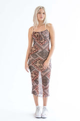 Mesh Dark Patchwork Maxi Dress