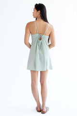 Sage Green Tie Back Floral Slip Dress