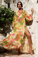 Tropic Muse Chiffon Maxi Dress - Green Multi