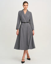 Grey Button A-Line Midi Dress