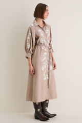 Soft Tan Western Embroidered Herd Dress