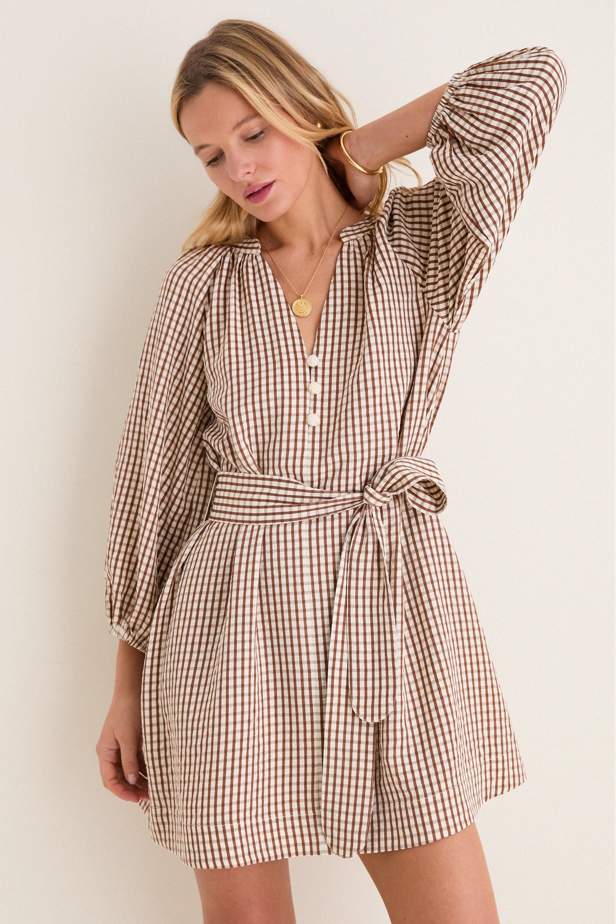 Brown Gingham Harlow Dress