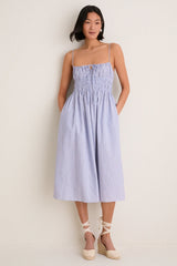 Blue Stripe Gabriella Midi Dress