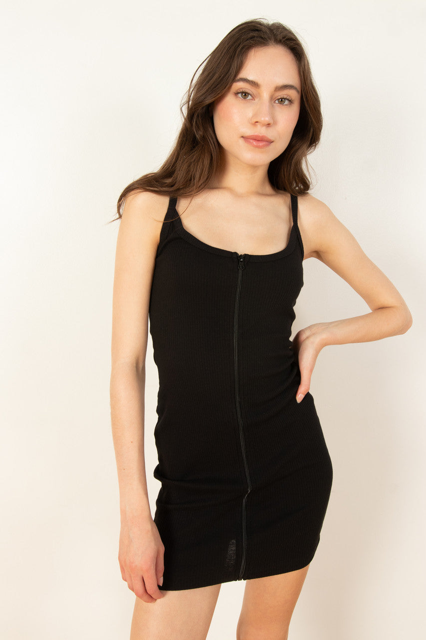 Black Zip Up Cami Dress