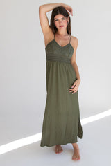 Floral Lace Top Gauze Maxi Dress