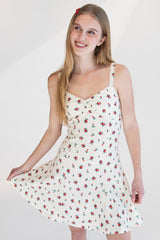 Rose Print Fit & Flare Mini Dress