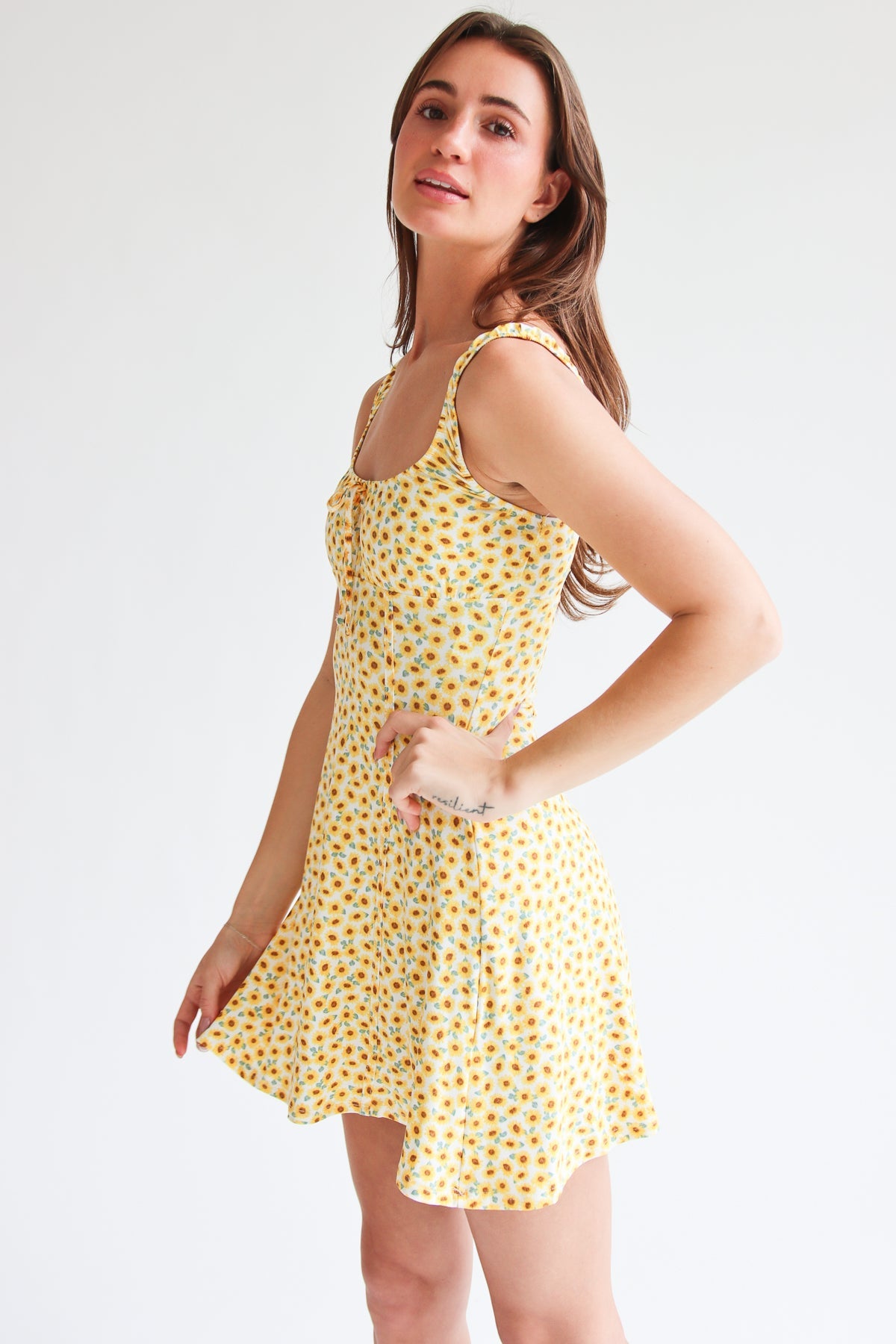 Yellow Sunflower Mini Dress