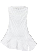 Strapless Split Hem Lace Mini Dress
