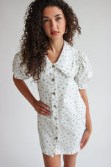 Floral Peter Pan Collar Denim Dress