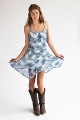 Floral Mesh Hanky Hem Dress