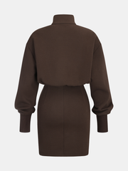 Half Zip Sweatshirt Mini Dress