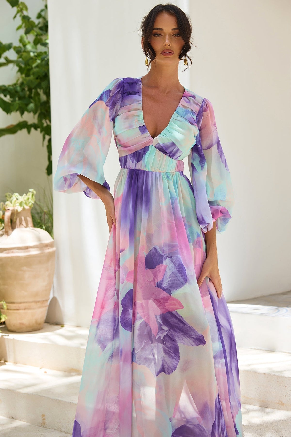 Coastlines Maxi Dress - Purple Multi
