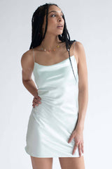 Light Mint Cowl Neck Satin Slip Dress