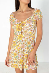 Pastel Garden Puff Sleeve Dress