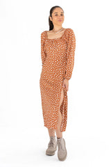 Rust Daisy Milkmaid Maxi Dress