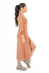 Rust Daisy Milkmaid Maxi Dress