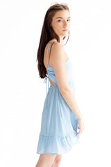 Sky Blue Tie Back Gauze Sundress