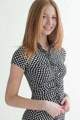 Tripping Checkers Ruched Shirt Dress