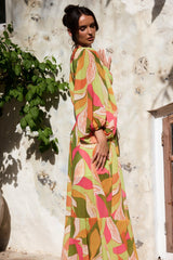 Tropic Muse Chiffon Maxi Dress - Green Multi