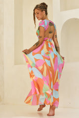 You For Me Woven Maxi Dress - Aqua Multi